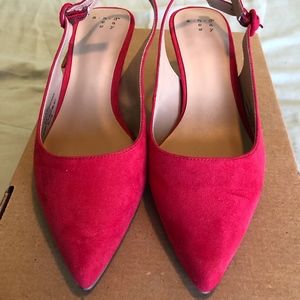 Red microsuede slingback Heels Size 6W